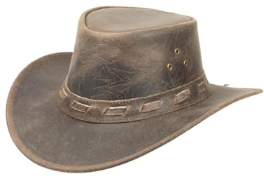 Svart Jungle Altus läderhatt, västernhatt, austernhatt, cowboyhatt, BRUN, L
