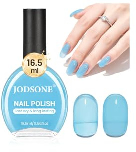 JODSONE 16.5ml Jelly Baby Blue Nail Polish Large Volume Quick Dry Nail Polish, Long Lasting Shine, Fingernail Toenail Nail Art DIY Home Travel Nail Art Gift