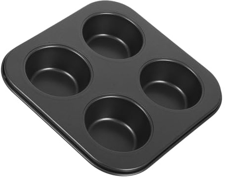 DOITOOL Muffinblech 4 Gitter aus Kohlenstoffstahl Schwarz für Ofen | Muffin Backform Groß, für Cupcakes, Leicht zu Reinigen und Hitzebeständig