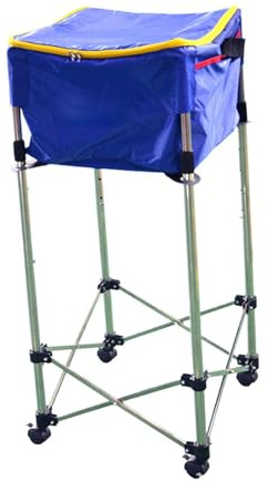 kesurpae Canasta de béisbol y sóftbol de Gran Capacidad, Recipiente Almacenamiento, Carrito Pelotas Tenis móvil, Canasta béisbol y sóftbol, Recipiente Almacenamiento con Altura, Azul, 76~96 cm