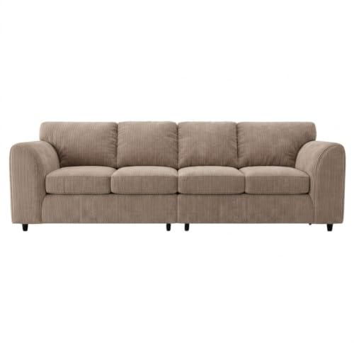 Sofa Snug 4 Seater Jumbo Cord Corner Sofa Full Back Soft Fabric with Modern Design for Living Room - Mocha