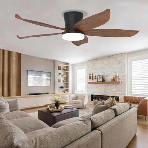 Dceinz Ventilatore Da Soffitto Con Luce 5 Pale Dimmerazione Telecomando 6 Velocità E Timer Silenzioso Lampadario Con Ventilatore Da Soffittoreversibile,Colore noce-42