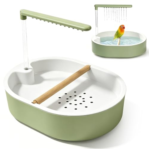 Vogeldusche Wellensittich, Vogel Badewanne, Automatisches Vogelbad mit Wasserfall & Zirkulationshahn, Wellensittich Dusche, Vogel Dusche, für Sittiche Wellensittich, Unzertrennliche, USB-Betrieb