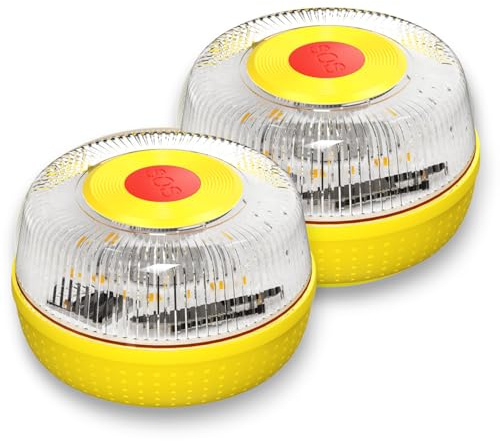 MIAC Baliza v16 Homologada DGT SIM y Datos Incluidos hasta 2038 - Luz Emergencia Coche Homologado DGT 3.0 - Con Geolocalización Obligatoria Enero 2026 (Safety Light IoT, 2 uds)