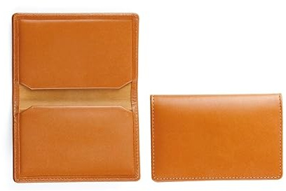 DELMON VARONE - Personalisierbares Visitenkartenetui aus Premium Boxcalf Leder braun, Elegante Echtleder Visitenkarten Etuis mit 2 flachen Steckfächern, Business Kartenetui für Damen und Herren