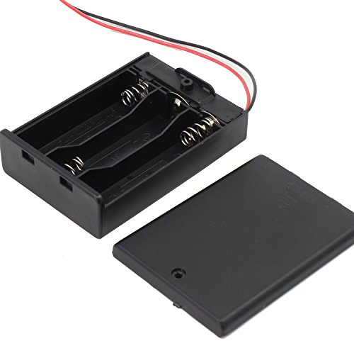 KEESIN AA 4.5V Support de Batterie Coque Plastique Batterie Boîte de Rangement avec Interrupteur on/Off et Attaches de Câble de Fermeture(3 Solts* 5 Pièces)