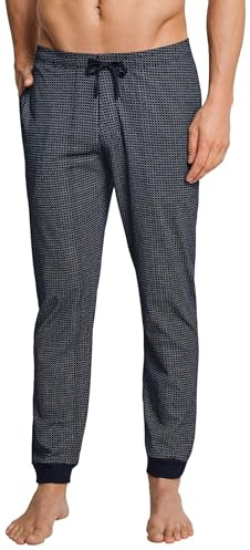 Schiesser Herren Lange Schlafhose Mit Bündchen - Mix + Relax Schlafanzughose, Dunkelblau-gem._163839, 48 EU