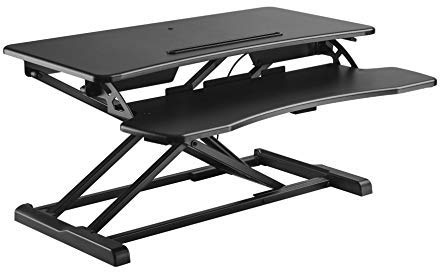 HALTERUNGSPROFI Steh-Sitz Schreibtisch Sit-Stand Workstation Höhenverstellbarer Aufsatz für den Schreibtisch, zum Arbeiten im Sitzen oder Stehen mit Gasdruckfeder GTS-011 (80cm)