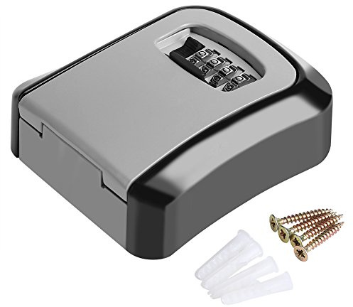 Fdit Key Lock Box Attacco a parete a 4 cifre Combinazione di chiavi Lockbox Scatola impermeabile a chiave combinata Cassaforte per montaggio a parete esterno 5 Key Grande capacità