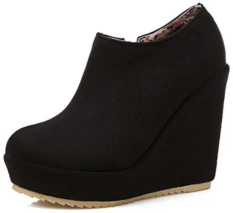 Botas de cuña para Mujer plataforma de tacones altos Casual botas cortas estilo otoño invierno bombas redondos toe tobillo botas