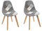 HOME DECO FACTORY HD7317 Lot de 2 Chaises Patchwork, Hetre Bois-Panneaux de Particules Textile-Polyester Rembourrage-PU, Gris, 57,8 x 47 x 86,5 cm