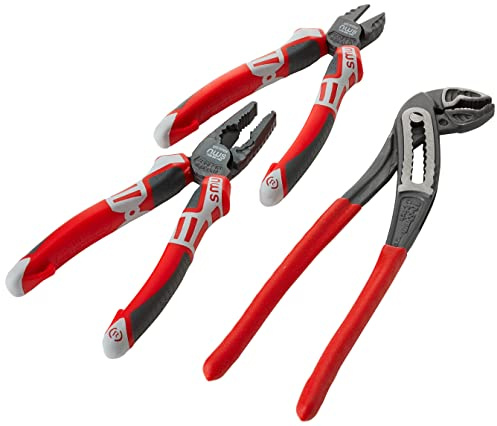 Nws N745 3pcs 3 Component Side Cutter Set with Classic waterpump Pliers, Red