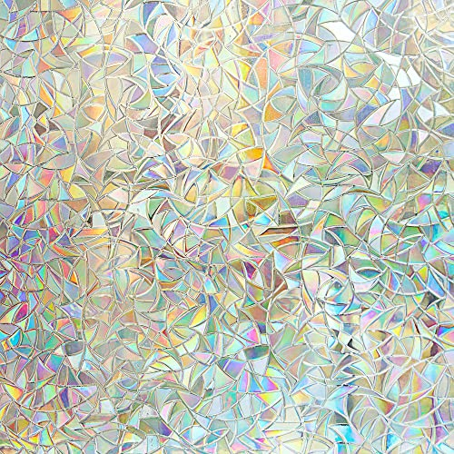 Fensterfolie Selbsthaftend Blickdicht Sichtschutzfolie ohne Kleber Dekofolie Fenster 3D Fensterfolie Sichtschutz Glasfolie Statisch Haftend UV-Schutz (30x200cm)