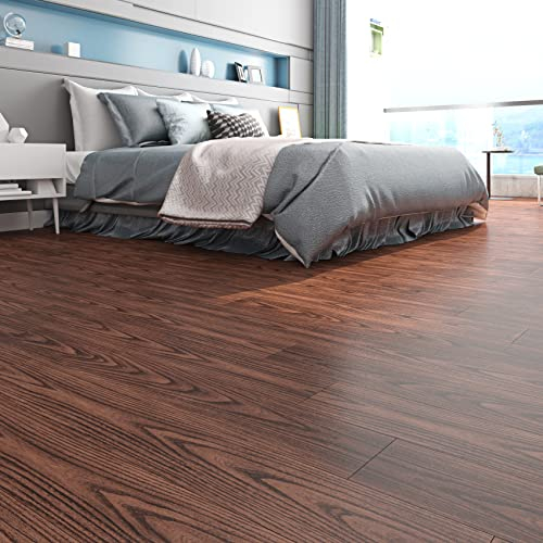 FunStick Pavimento PVC Adesivo Rotolo Effetto Legno Marrone 90CM×15CM 5 Piastrelle Linoleum per Interno Cucina Bagno, Rivestimento Lavabile, per Balconi Camper