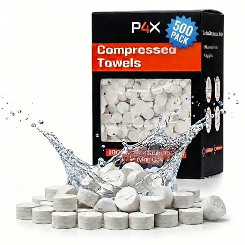 PREPARED4X Compressed Towel Tablets, 500 Pack Bamboo Camping Wipes Refill