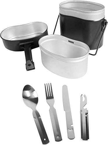 normani Outdoor Sports Bundeswehr Essgeschirrset Bund Essbesteck + BW Aluminium Kochgeschirr Farbe Schwarz