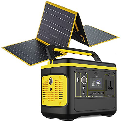 Generatore solare portatile della centrale elettrica 600W, 568Wh generatore solare esterno Batteria al litio mobile con pannello solare 100W per camper Road Trip Camping, avventura all'aperto
