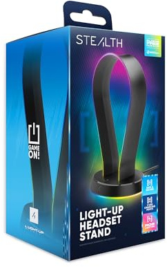 STEALTH LED Light Up Gaming Headset Stand in Black for PS4, PS5, XBOX, Switch and PC - USB Powered with 12 RGB Effects