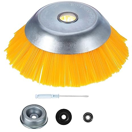 Freischneider-Unkrautbürste,UnkrautbüRstenkopf, Unkraut Bürste Runder Rotierender Profi Trimmer für Rasengarten Landwirtschaftswerkzeuge (Nylon gelb, 200 x 25,4 mm)