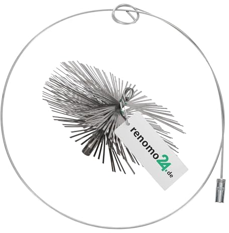 Renomo24 Schornsteinbesen Federstahl, Schubstange 1,5m, Besengröße 150mm, Reinigungsset für effiziente Schornsteinpflege