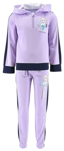 Disney Elsa Survêtement pour Fille, Ensemble 2 Pièces Combinaison de Sport Violet, Sweat à Capuche et Pantalon La Reine des Neiges, Tailles 4 à 8 Ans