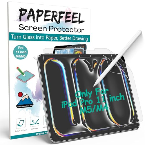 PAPERFEEL 2 Stück Folie für iPad Pro 11 Zoll M5 M4 2025 2024 Schutzfolie | Matt Papier Displayschutzfolie zum Schreiben Zeichnen Blendfreiem, Anti Fingerabdruck, Anti-Kratzer, Einfache Installation