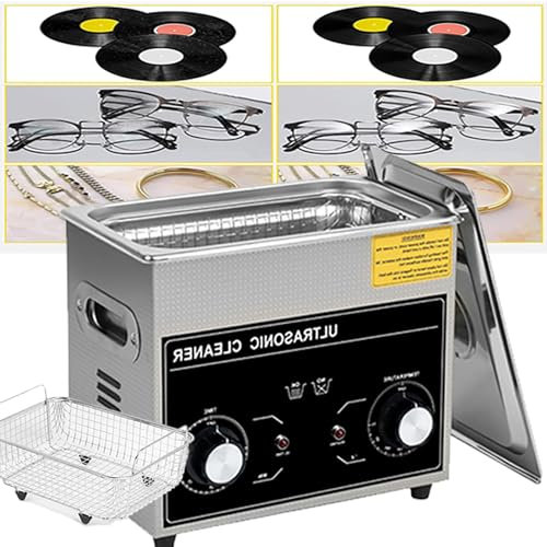LNNLOO Professioneller Ultraschallreiniger (6 L / 10 L / 15 L / 30 L), Mit Ablassventil, Drehknopfsteuerung, 0–30 Min. Einstellbar/Normaltemperatur 80 °C, Zum Reinigen Von Schmuck/Ringen,6L