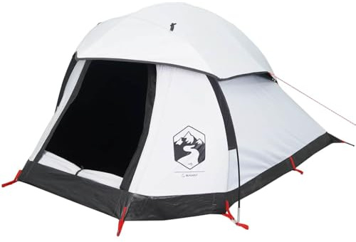 vidaXL Kuppelzelt, Campingzelt für 1 Person Wasserdicht, Zelt mit Stauraum für Outdoor Camping Wandern, Trekkingzelt Leicht Tragbar, Weiß Verdunkelt