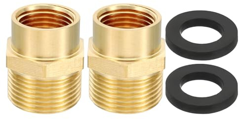 PATIKIL Brass Pipe Fitting Adapter, 2Pcs 1/2 NPT Female Thread x 3/4 G Male Thread Brass Reducer Hex Tubing Hose Connector Adaptor with Gasket for Plumbing Water Line Connection