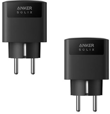 Anker SOLIX Smart Plug für Balkonkraftwerk, Solarbank 2 Serie, WLAN, Bluetooth, Präzise Stromlasterkennung, Spart Stromkosten, Plug&Play, Fernbedienung, 2500W Max Last, Solarenergie zuhause, 2er-Pack