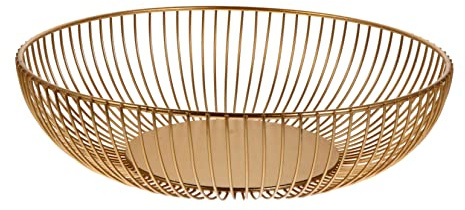 SHOWERORO Cesta de Frutas Dorada de Metal Diseño Moderno y Forma Hemisférica, Cesta Decorativa Portátil Adecuado para Decoración de Cocina y Mesa