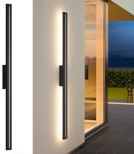 K-Bright 40W Lange Aussenlampe Modern Wandleuchte Warmweiß 3000K, Schwarz | Wasserdicht IP54, Aluminium Außenwandleuchte für Für Gärten, Terrassen, Wohnzimmer, Korridor, Treppen, 120CM/47.24IN
