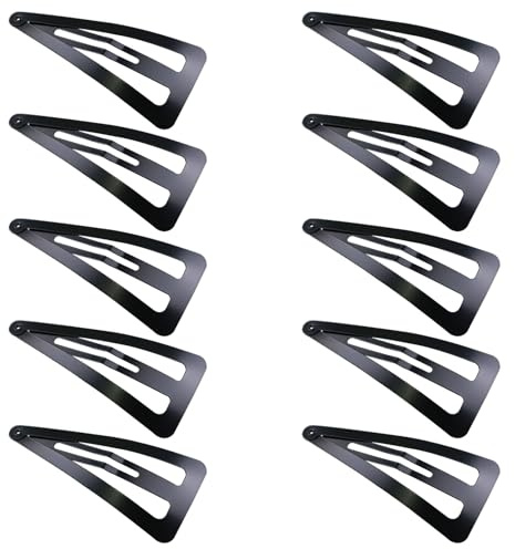 Haarspangen Mädchen 10 Stück 6.7cm Große Snap Haarspangen Haarclips Metall Haarklammern Schwarz Hair Clips Haarschmuck Haarspange für Mädchen, Herren und Damen, Dreieck