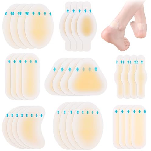 32 Piezas Parches para Ampollas de Pies, Apósitos Impermeables para Talones y Dedos, Protección contra Rozaduras