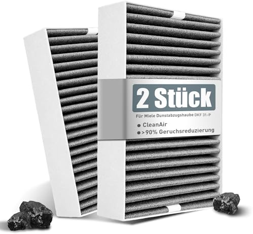 2 Activated Carbon Filters for Miele DKF 31-P DAS 2620 DAS 2920 DAS 4620 | Odour Filter Cooker Hood Filter | Compatible with DAS 4x40 DAS 8x30 and DKFS 31-P for DAS 2x20 DAS 4x20 DAS 4x30
