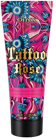 Tattoo Safe Tanning Bed Lotion - Indoor Dark Tanning Accelerator with Fade Protection | Tattoo Color Enhancer & Hydrating Skin Formula (Rose 8.5 Fl Oz)