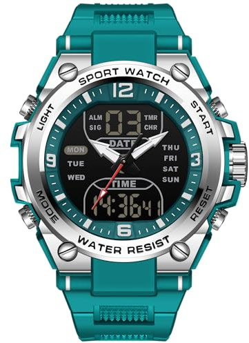 findtime Orologio digitale tattico militare da uomo, impermeabile fino a 5 ATM, orologio analogico con retroilluminazione a LED 12/24 ore, allarme conto alla rovescia, Foglia di t, Cinturino