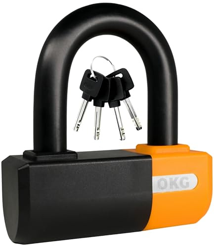 OKG Heavy Duty Small U Lock – 18mm Anti-Cut Manganese Alloy Steel U-Shackle | Dual-Deadbolt Anti Theft Motorcycle Lock for eBike/ATV/Trailer | Drill-Proof & Weatherproof (4 Keys, No Security Chain)