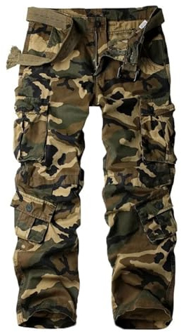 Generisch Pantalon cargo pour homme avec poches - Pantalon long - Pantalon épais - Pantalon ample - Pour homme, Camouflage, 44