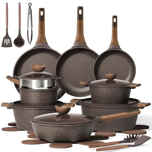 CAROTE 26PCS Pots and Pans Set Non Stick, Cookware Set Pots and Pans Induction Cook Ware, Nonstick Kitchen Cooking, PFOA Free