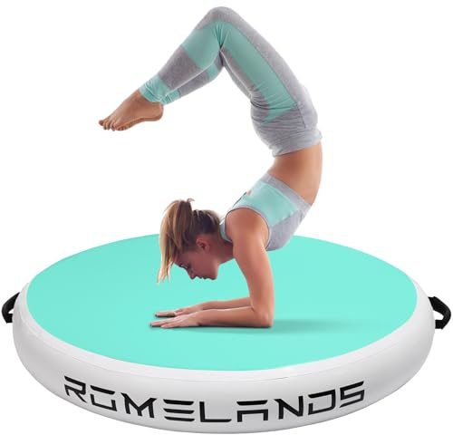 ROMELANDS Airspot Air Matte Track, 100CM Aufblasbare Tumbling Matte Air Barrel, Rund Yoga Trainings Gymnastikmatte füR Zuhause Taumel Turnhalle Ausbildung Turnmatte Sportmatte