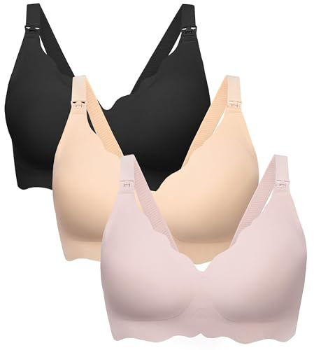 HBselect Reggiseno Senza Ferretto, Comfort Senza Cuciture Reggiseno Allattamento, Reggiseni di Gravidanza con Ulteriori Estensioni per Reggiseno
