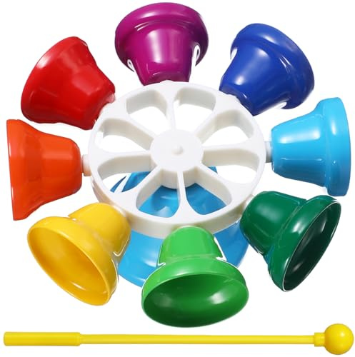 FRCOLOR Kinder 8-Noten Musik Handglocke Aus Metall Lernspielzeug Für Kindergarten Farberkennung Und Rhythmusförderung Tragbar