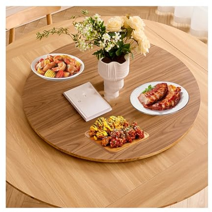 HUFIREHU Plato Giratorio para Servir De Mesa Giratorio Redondo Tabla Rotativa De Madera Pantalla De Cocina Bandeja Giratoria Cocina Y Servir(Cherry,60cm/23.6in)