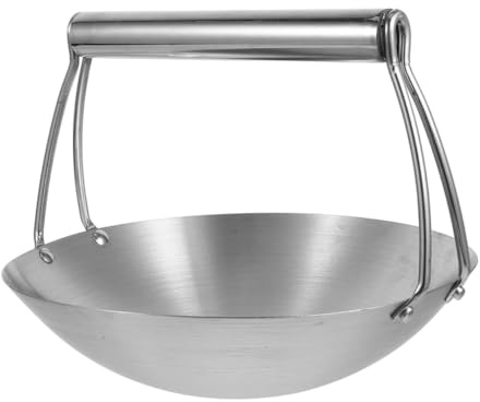 Cabilock Wok Acier Inoxydable avec Fond et Poignée Suspendue Poêle Polyvalente pour Cuisson à Induction Gaz et Vapeur Casserole Robuste pour Bouillir Frire et Mijoter