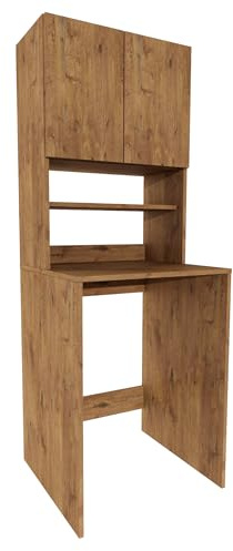 möbelkap Waschmaschinenschrank | Moderner Badschrank für Waschmaschine & Trockner | Pflegeleicht & Kratzfest | Viel Stauraum | Stabile Konstruktion | Eiche Lancelot