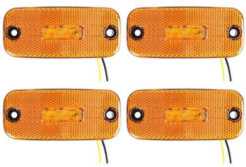 Hooma 4PCS LED Seitenmarkierungsleuchte - Begrenzungsleuchte für Anhänger - Wohnwagen LKWs Schraubanschluss/Anbau 12V/24V Amber（Ohne Halter）