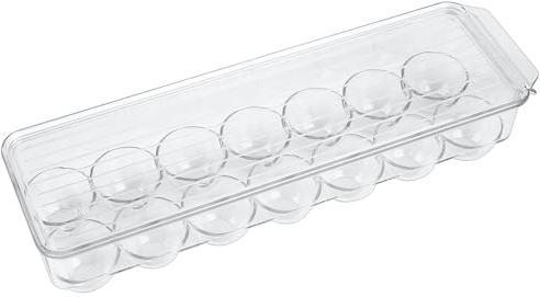 LINLINOI Äggbehållare för kylning, ägghållare, ägglåda, äggförvaringslåda med lock och handtag, ägglåda plast transparent för upp till 14 ägg, kyl, köksfrysare