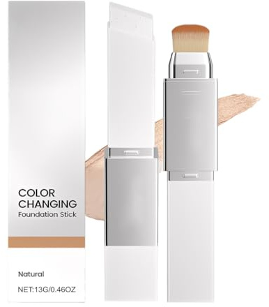 Stick Fond de Teint Changeant de Couleur Naturel – Make-up Stick avec Changement Adaptatif, Couverture Moyenne à Complète, avec Pinceau Inclus