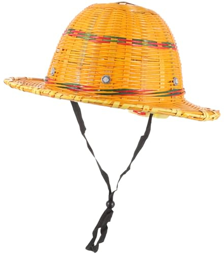 Veemoon Casque de Chantier en Bambou Tressé Respirant Large Visière, Protection Extérieure Robuste pour Travailleurs, Système Ventilation Intégrée, Taille Unique Réglable, Équipement